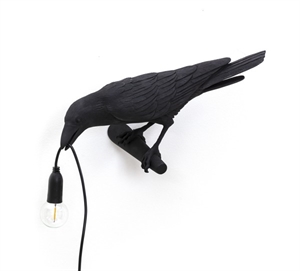Seletti Bird Looking Left Lámpara de Pared Negro Exterior