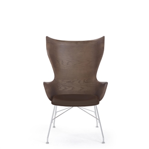 Kartell K/Wood Sillón Cromo/ Fresno Oscuro con Asiento de Cuero