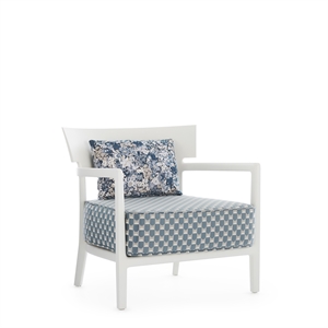 Sillón de Exterior Kartell CARA MAT Liberty Obi Check Blanco/ Azul