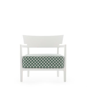Sillón de Exterior Kartell CARA MAT Liberty Obi Check, Blanco/verde Salvia.