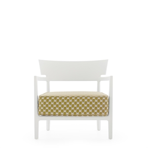 Sillón de exterior Kartell CARA MAT Liberty Obi Check, Blanco/ Amarillo