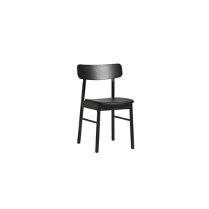 Silla de Comedor Woud Soma Tapizada 2uds. Fresno Pintado de negro/Cuero Negro