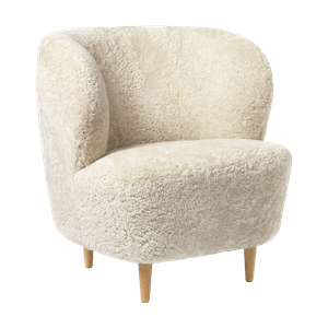 GUBI Sillón Stay Pequeño Tapizado En Piel De Oveja Moonlight Con Base En Roble