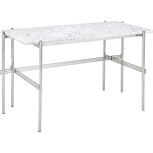 GUBI Escritorio TS 120x60 Acero Pulido/Mármol de Carrara Blanco