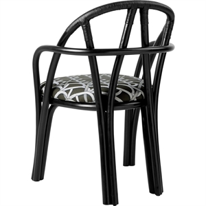 Silla de comedor Gubi Bistra con reposabrazos de ratán pintado en ébano/Reales Limonta 003