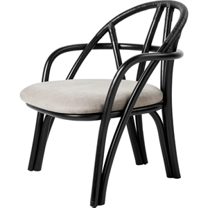 Sillón Gubi Bistra Ratán Pintado Ébano/Fustagno Limonta 001