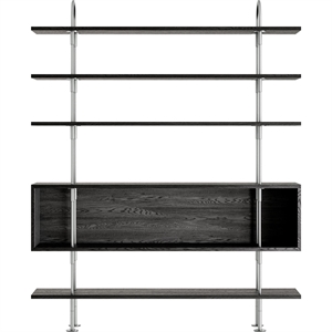 Estantería Gubi Keen 160 de 4 Estantes y Caja en Acero Inoxidable/chapa de Fresno