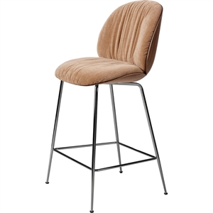 Taburete de Bar Gubi Beetle Soft H67 Cromo Negro/ Nuez americano/Belsuede especial/Dedar 132