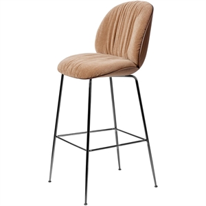 Taburete de Bar Gubi Beetle Soft H77 Cromo Negro/ Nuez americano/Belsuede especial/Dedar 132