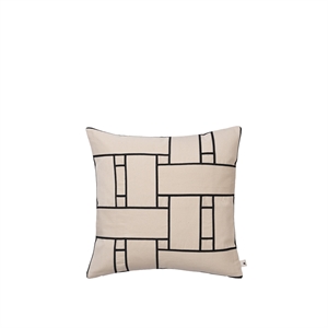 Cojín de celosía de Ferm Living en Marfil y Negro