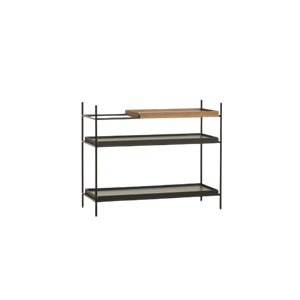 Sistema de 7 estantes con configuración de bandeja de madera baja , Negro/ Nuez