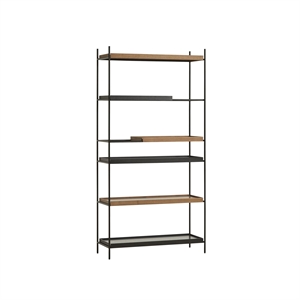 Sistema de 18 estantes con configuración de bandeja de madera, alto, Negro/ Nuez