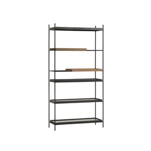 Sistema de 23 estantes con configuración de bandeja de madera, alto, Negro/ Nuez