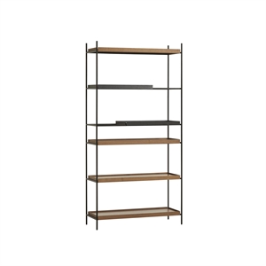 Sistema de 24 estantes con configuración de bandeja de madera, alto, Negro/ Nuez