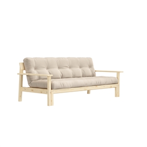 Sofá Cama Karup Unwind, Pino Lacado Transparente/747 Beige