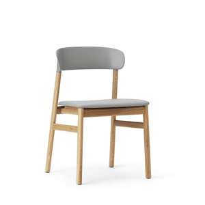 Normann Copenhagen Silla de Comedor Herit Tapizada en Cuero Roble/ Gris