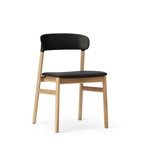 Normann Copenhagen Silla de Comedor Herit Tapizada en Cuero Roble/ Negro