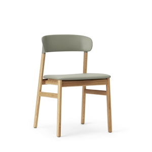 Normann Copenhagen Silla de Comedor Herit Tapizada en Cuero Roble/ Verde Polvoriento