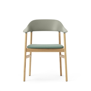 Silla de Comedor Normann Copenhagen Herit con Reposabrazos Tapizada en Roble/ Verde Polvoriento