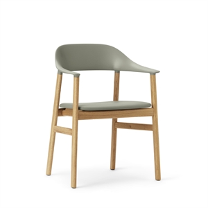 Normann Copenhagen Herit Silla de Comedor con Reposabrazos Tapizada en Piel Roble/ Verde Polvoriento