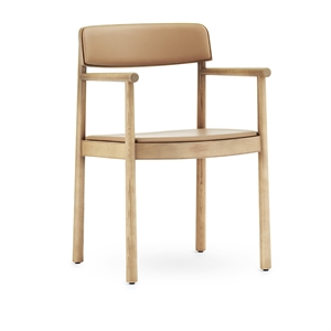 Normann Copenhagen Timb Silla de Comedor con Reposabrazos Tapizada en Piel Bronceado/Camel