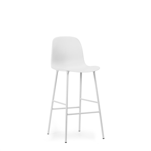 Normann Copenhagen Form Taburete de Bar con Respaldo Al. 75 cm Blanco/ Acero Blanco