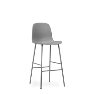 Normann Copenhagen Form Taburete de Bar con Respaldo Al. 75 cm Gris/ Acero Gris