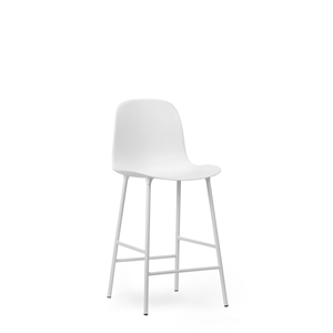 Normann Copenhagen Form Taburete de Bar con Respaldo Al. 65 cm Blanco/ Acero Blanco