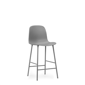 Normann Copenhagen Taburete de Bar Form con Respaldo, Altura 65 Cm, Gris/acero Gris