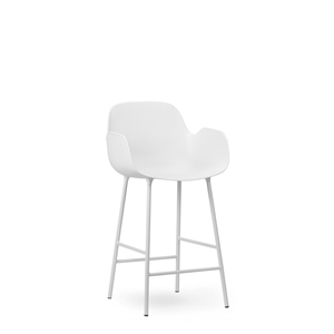 Normann Copenhagen Form Taburete de Bar con Respaldo y Reposabrazos Al. 65 cm Blanco/ Acero Blanco