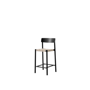 Silla de Mostrador &Tradition Betty TK12 de Fresno Lacado Negro/mimbre de Lino Natural