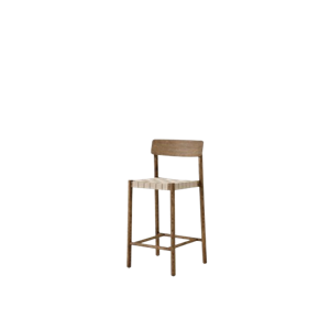 Silla de Mostrador &Tradition Betty TK12 de Roble Ahumado y Mimbre de Lino Natural