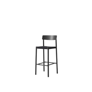 Taburete de Bar &Tradition Betty TK15 de Fresno Lacado Negro y Mimbre de Lino Negro