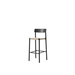 Taburete de Bar &Tradition Betty TK15 de Fresno Lacado Negro y Mimbre de Lino Natural