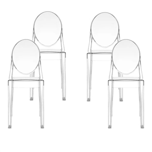 Kartell Victoria Ghost Juego de 4 Sillas de Comedor Cristal