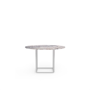 Mesa de Comedor New Works Ø120 Mármol Blanco Viola Estructura Blanco