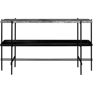 Mesa Consola Gubi TS 120x72 Con Estante Y Bandeja Mármol Emperador Negro/ Gris