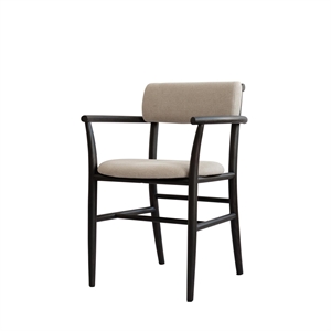 Silla de Comedor 101 Copenhagen Nama con Reposabrazos, Color Café, Negro y Lino