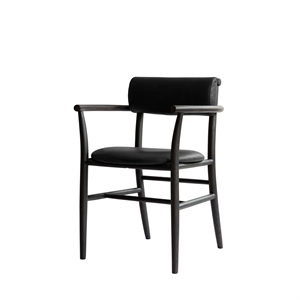 Silla de Comedor 101 Copenhagen Nama con Reposabrazos en Color Negro Café/cuero Negro Anilina