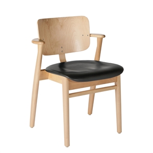 artek Silla de Comedor Domus de Abedul con Asiento Tapizado de Negro