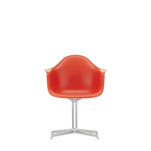 Silla de comedor Vitra Eames Plastic DAL RE en rojo amapola y Cromo