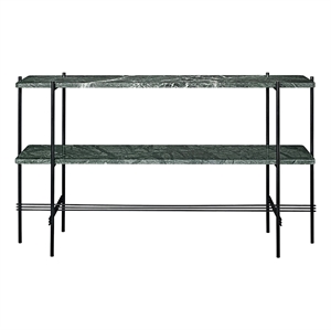 Mesa Consola Gubi TS 120x72 Con 2 Estantes Mármol Guatemala Negro/Verde