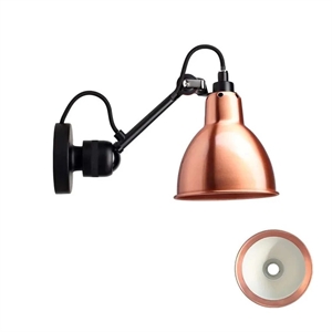DCW Lampe Gras N304 Lámpara de Pared Negro Mate y Blanco/ Cobre Con Cable