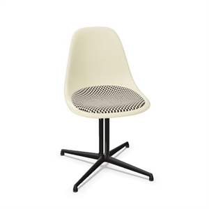 Silla de Comedor Vitra Eames de Fibra de Vidrio DSL con Cojín de Asiento en Tonos Pergamino/cuadriculado/liso Básico Oscuro