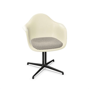 Silla de Comedor Vitra Eames de Fibra de Vidrio DAL con Cojín de Asiento en Tonos Pergamino/cuadriculado/liso Básico Oscuro