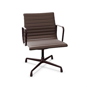 Silla de Oficina Vitra Aluminio EA 108 con Asiento Giratorio Marrón/burdeos Oscuro