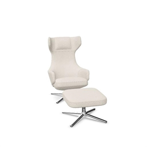 Sillón Vitra Grand Repos con Otomana Nubia Marfil/Perla/ Cromo