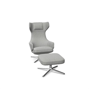 Sillón Vitra Grand Repos con Otomana Cosy 2 en Gris Guijarro/ Cromo