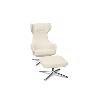 Sillón Vitra Grand Repos con Otomana Dumet Marfil Melange/ Cromo