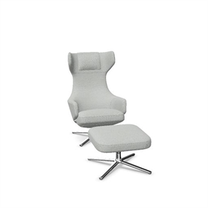 Sillón Vitra Grand Repos con Otomana Dumet Pebble Melange/ Cromo